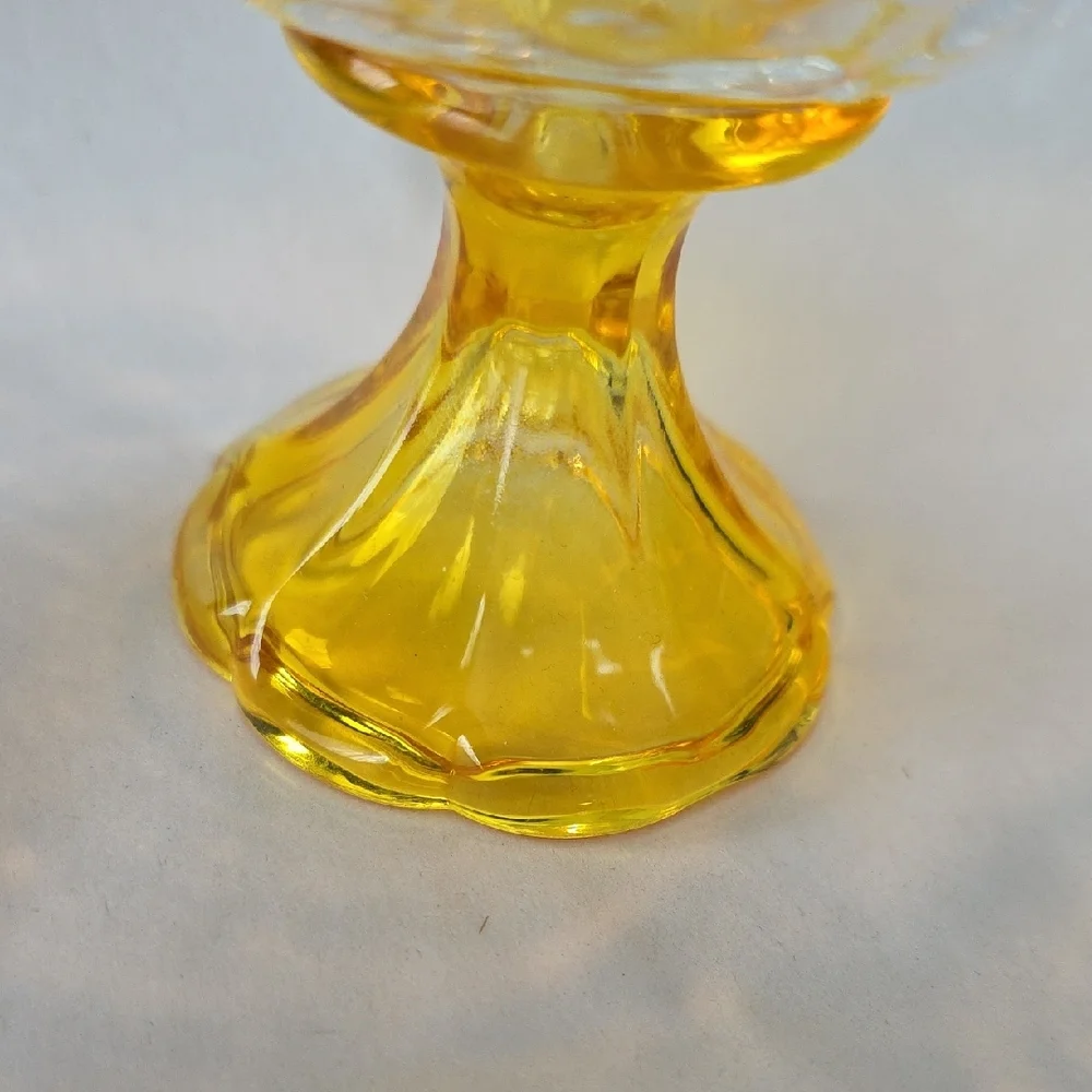 Glass Dessert Bowls/Compotes with Yellow Bases Set of 2
